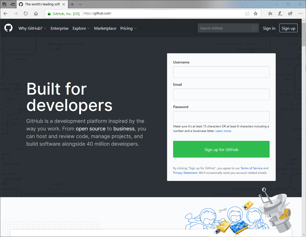 GitHub homepage main